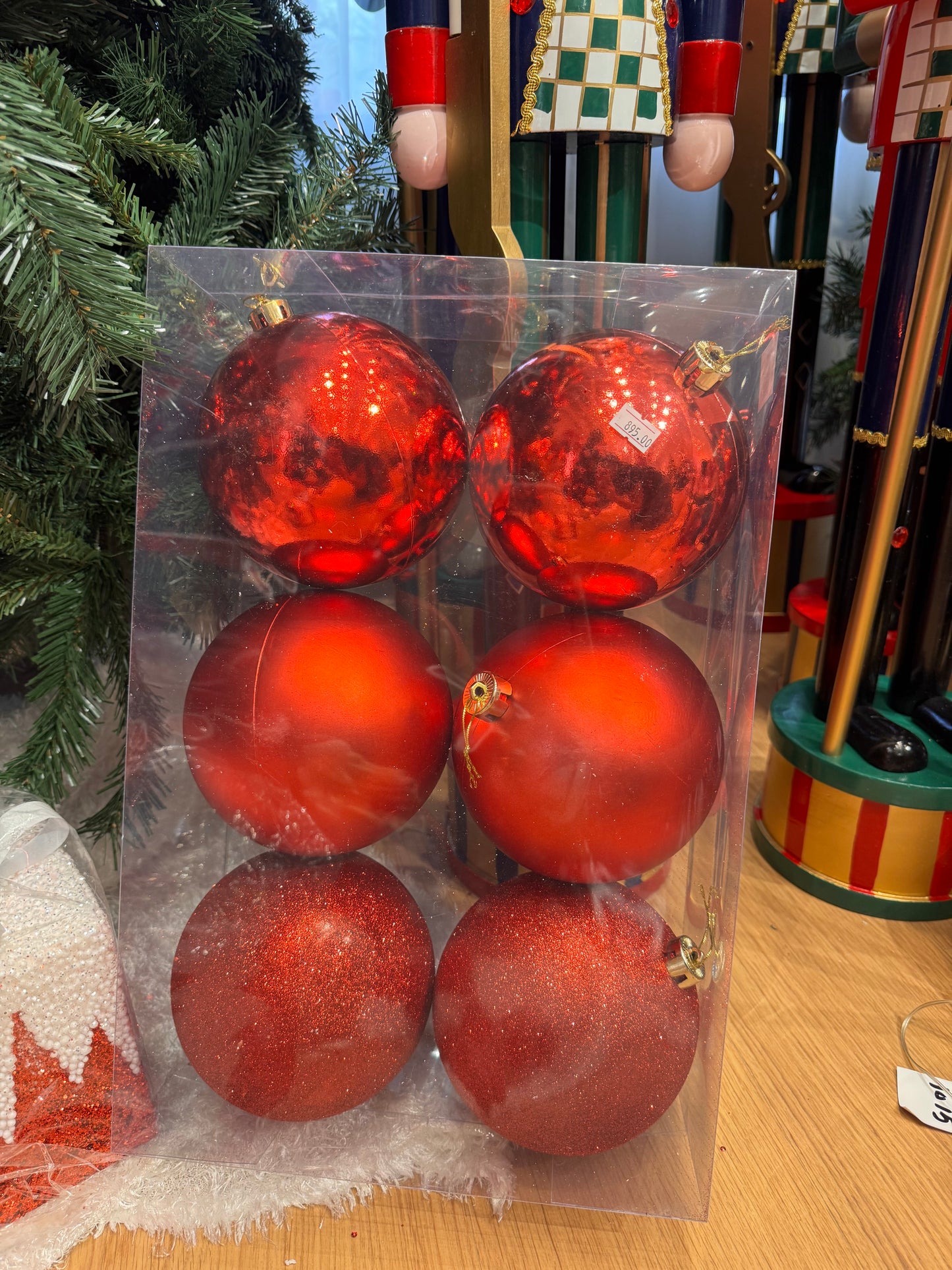 Mixed Red Baubles (Set of 6)