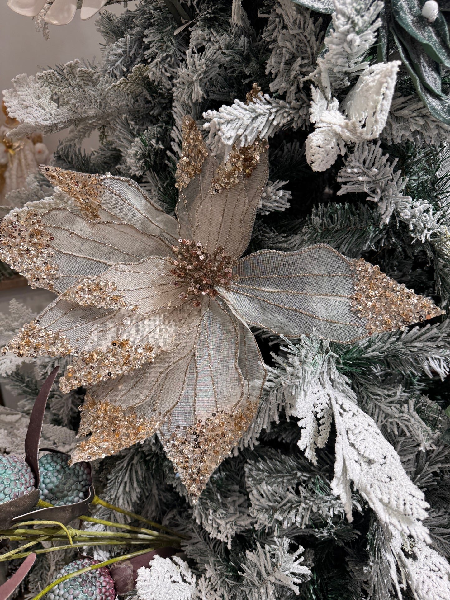 Jumbo Ivory Beaded Poinsettia