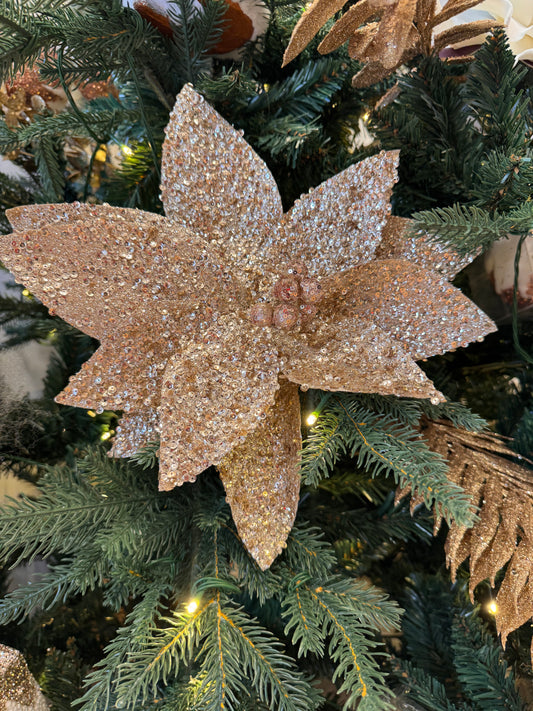 Sequin Poinsettia Pick