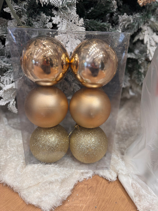 Mixed Gold Baubles (Set of 6)