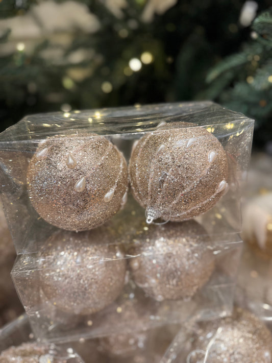 Champagne Drizzle Glitter Ornaments (Set of 2)