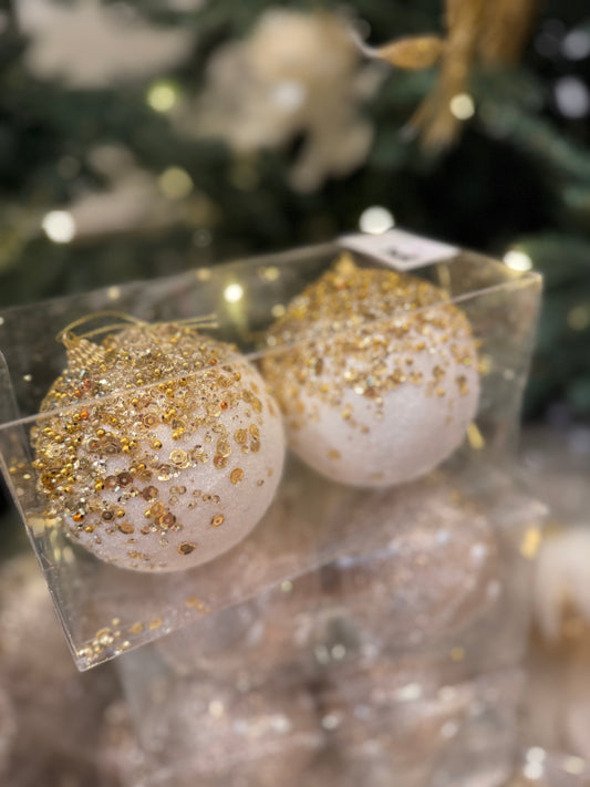 White & Gold Luxe Bauble (Set of 2)