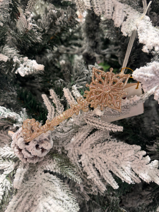 Key Gold Glitter Ornament