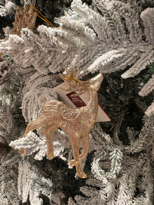Reindeer Gold Glitter Ornament