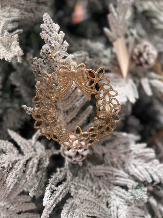 Wreath Gold Glitter Ornament