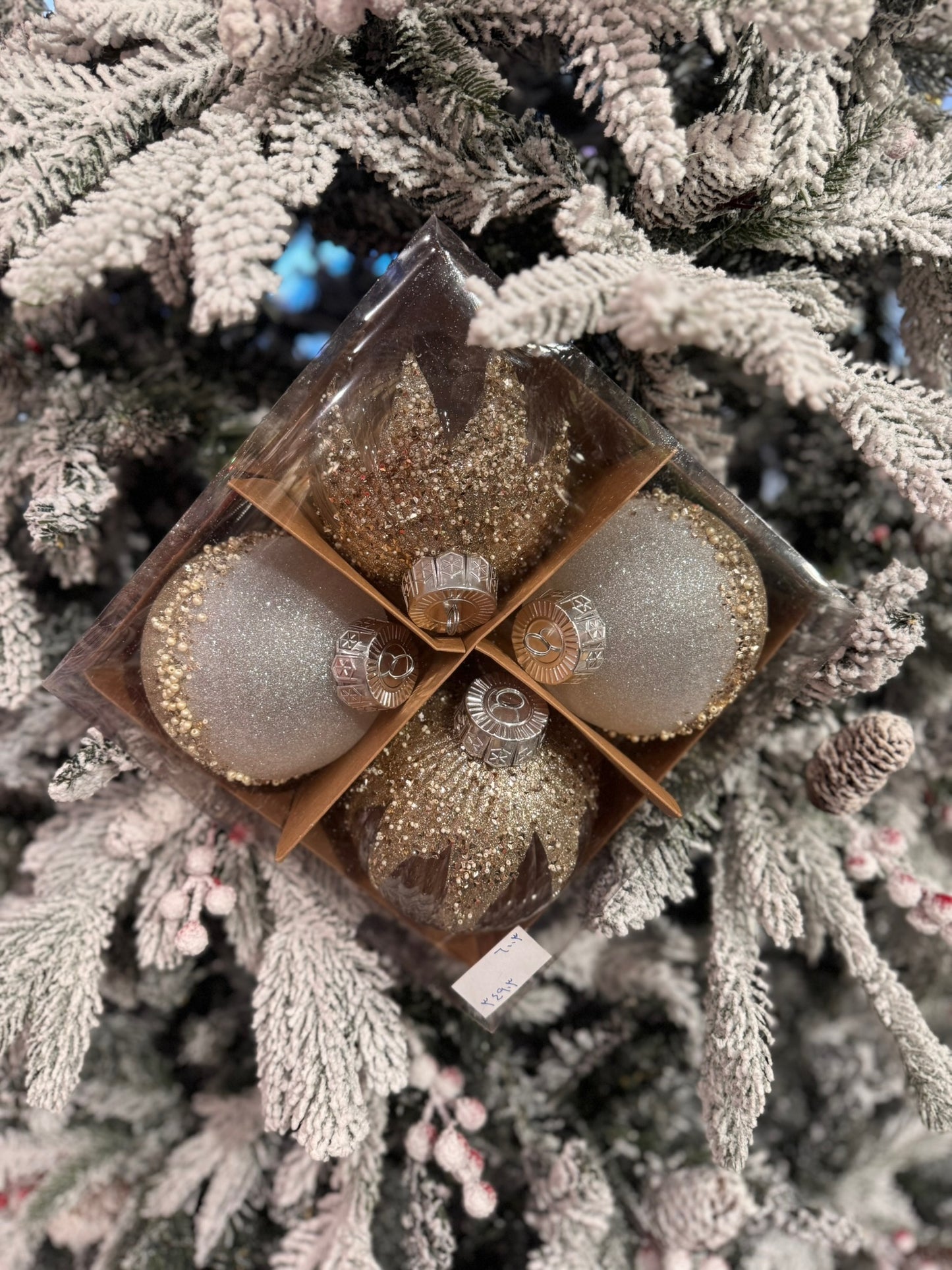 Gold & Silver Glitter Ornaments (Set of 4)