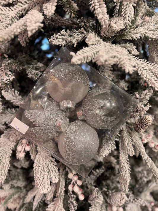 Silver Frost Sparkle Bauble (Set of 4)