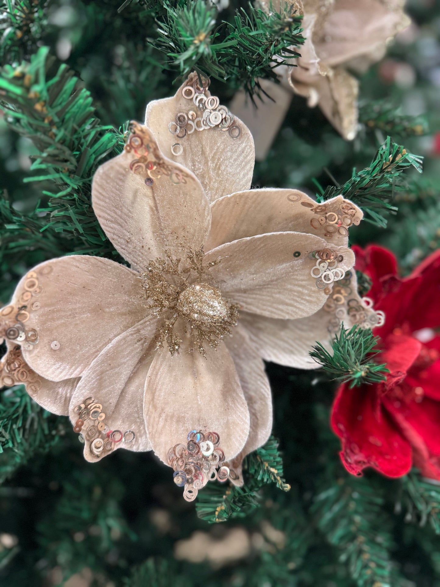 Ivory Sequin Velvet Bloom