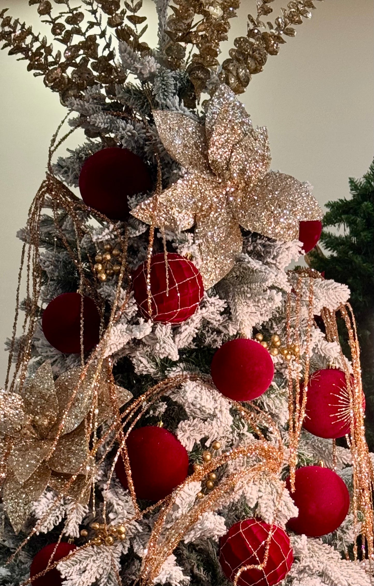 Velvet Red & Gold Starburst Ornaments (Set of 6)